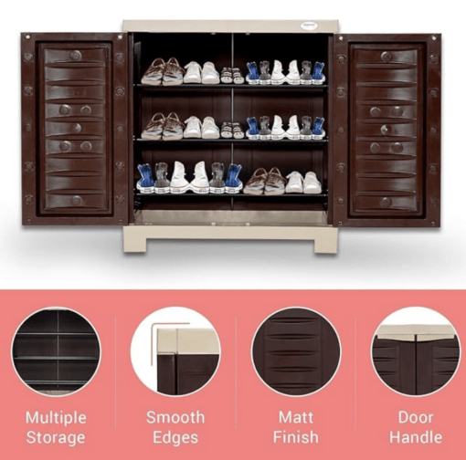 Supreme Fusion Plastic Shoe Rack (Small, Globus Brown, Dark Beige) - Image 3